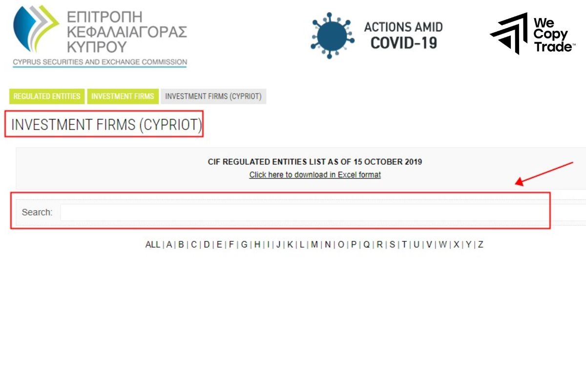 Access the CySEC register