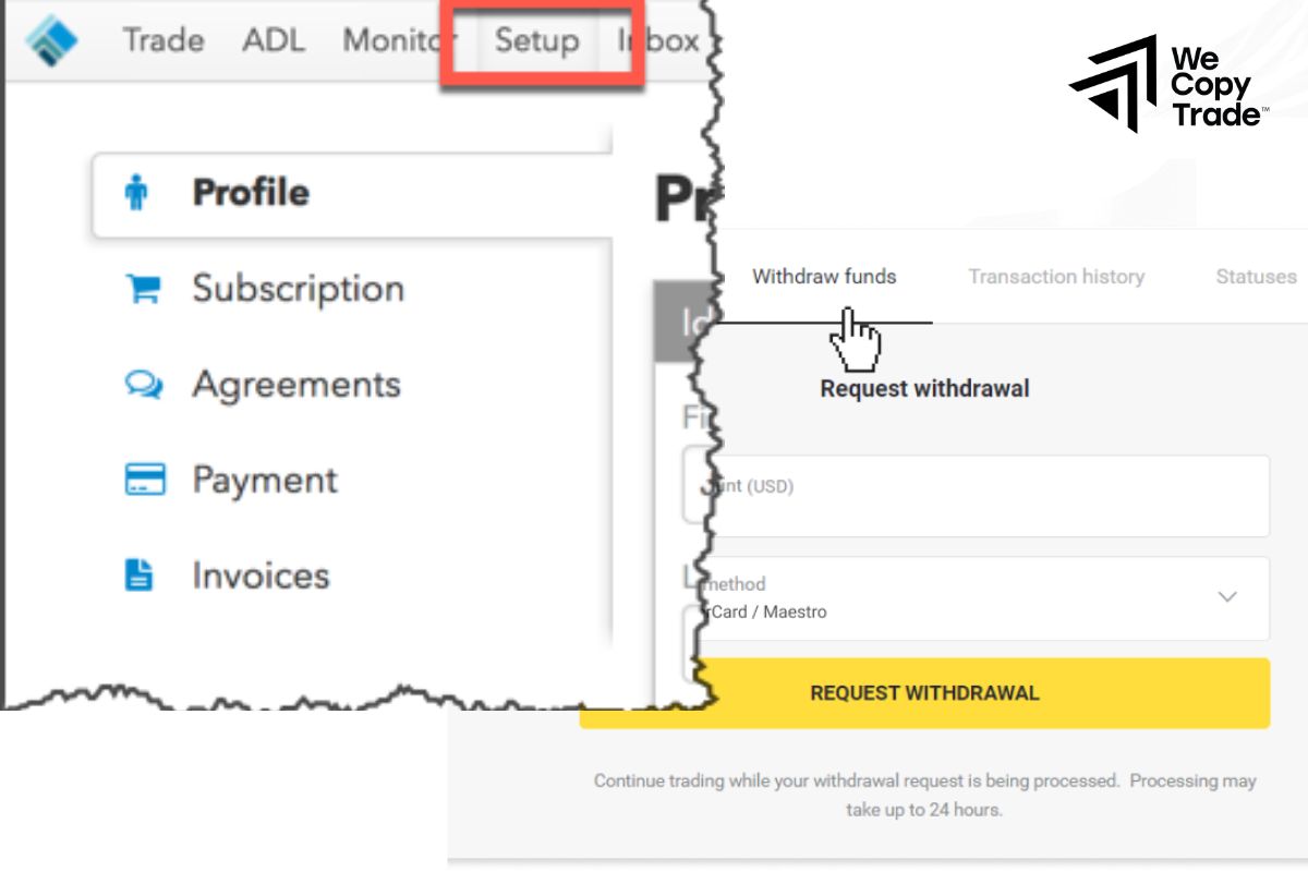 Go to the withdrawal section